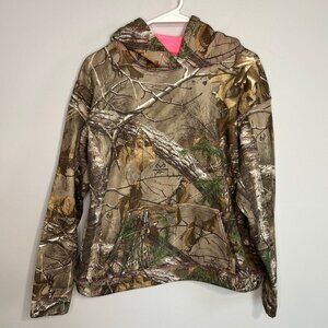 Realtree Women’s Camo Hot Pink Hunting Pullover Warm Hoodie Brown Size Large